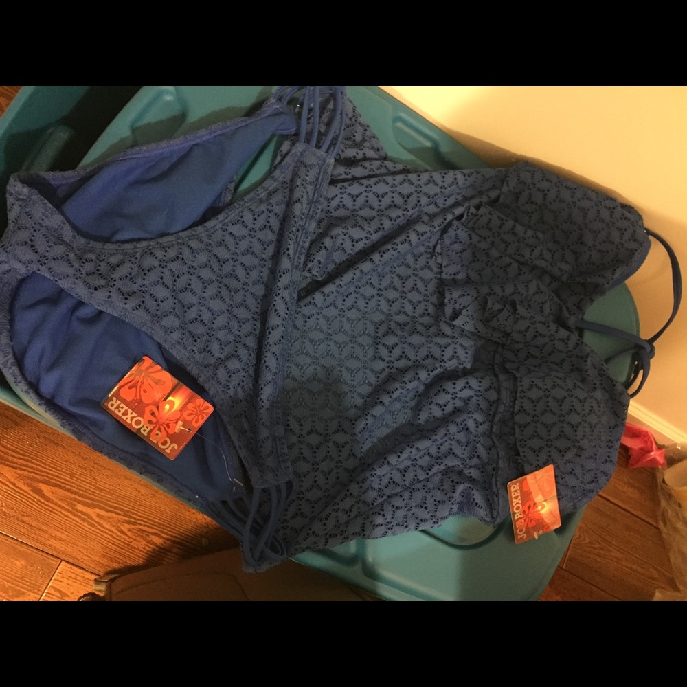 Blue lace tankini
